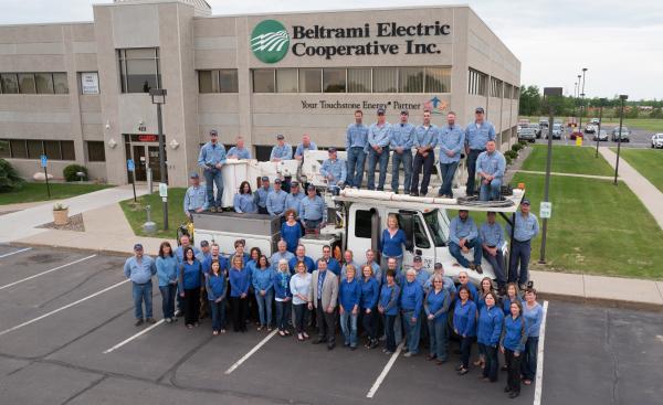 BEC all-employee photo in front of co-op headquarters