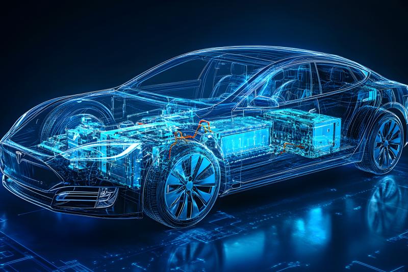 Electric vehicle graphic showing battery