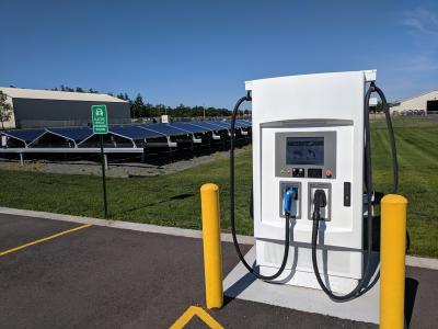 Image of DC fast charger at BEC headquarters