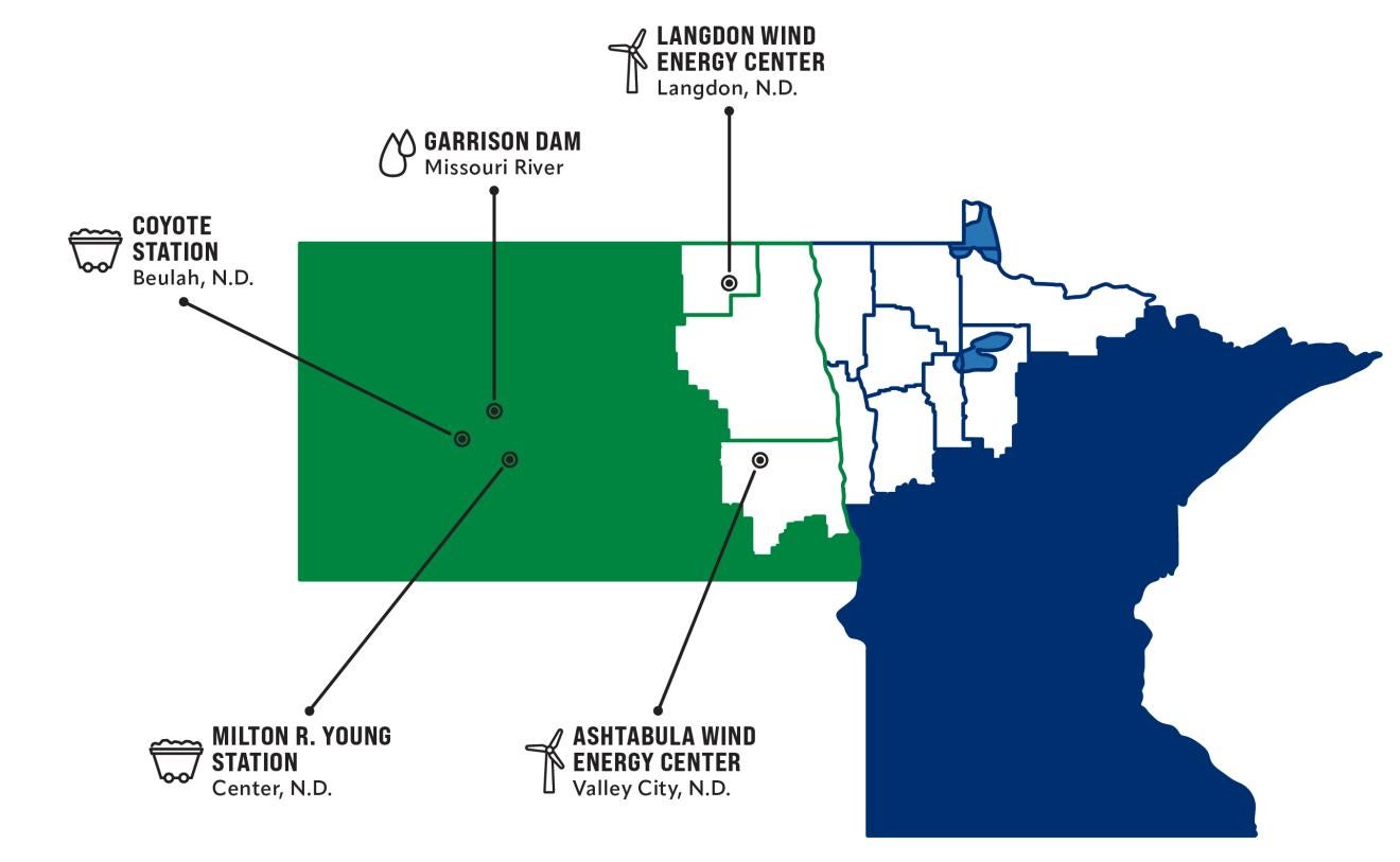 Minnkota Power Cooperative's Generation Resources Map and Capacity