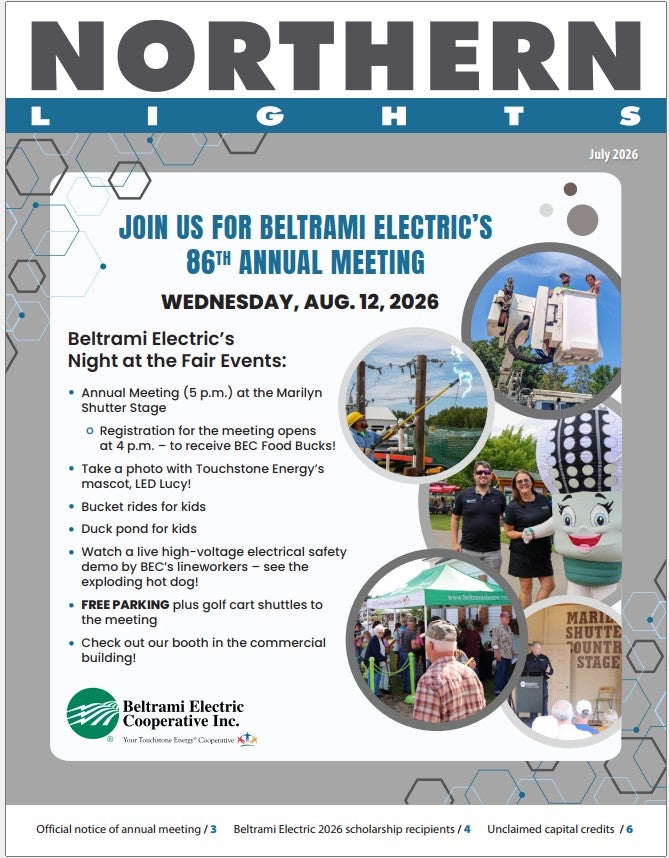 Cover of July 2026 Northern Lights newsletter with Annual Meeting details