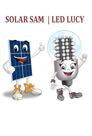 Image of Solar Sam and LED Lucy Mascots